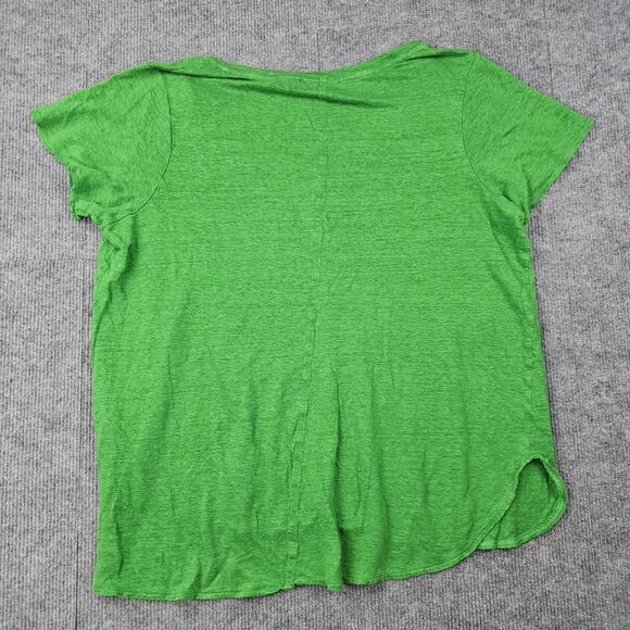 Tahari Shirt Womens 1X Kelly Green Linen V Neck Coastal Minimal Classic Top - Picture 5 of 5